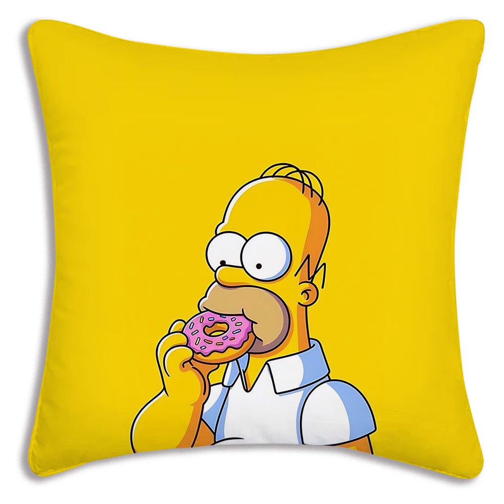 Funda de Almohada de Dibujos Animados Para S-Simpsonss Fundas Decorativas para Sofá del Hogar Impresión a Doble Cara Felpa Corta Funda de Cojín Linda