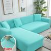 Solid Color Corner Sofa Cover Elastic Thin Fabric Sofa Covers for Living Room Pets L Shape Sofa Need Order 2 Pieces Slipcover