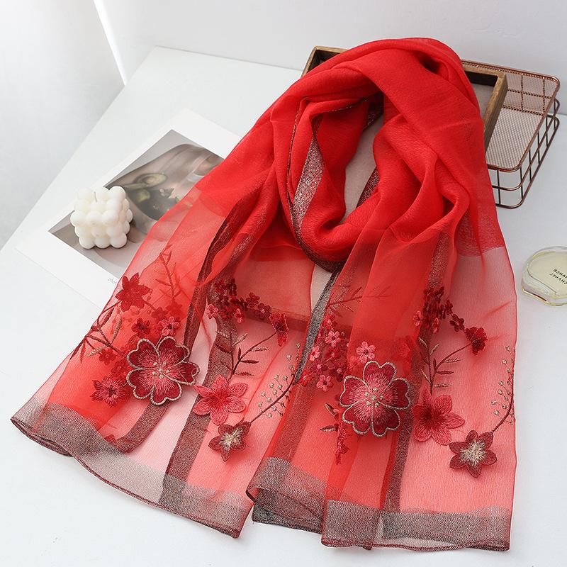 

Шарф из шелковой шерсти на четыре сезона женский хиджаб пашмина шали обертывание бандана одеяло цветочная пашмина вышивка шарфы фуляр мода 70x190cm