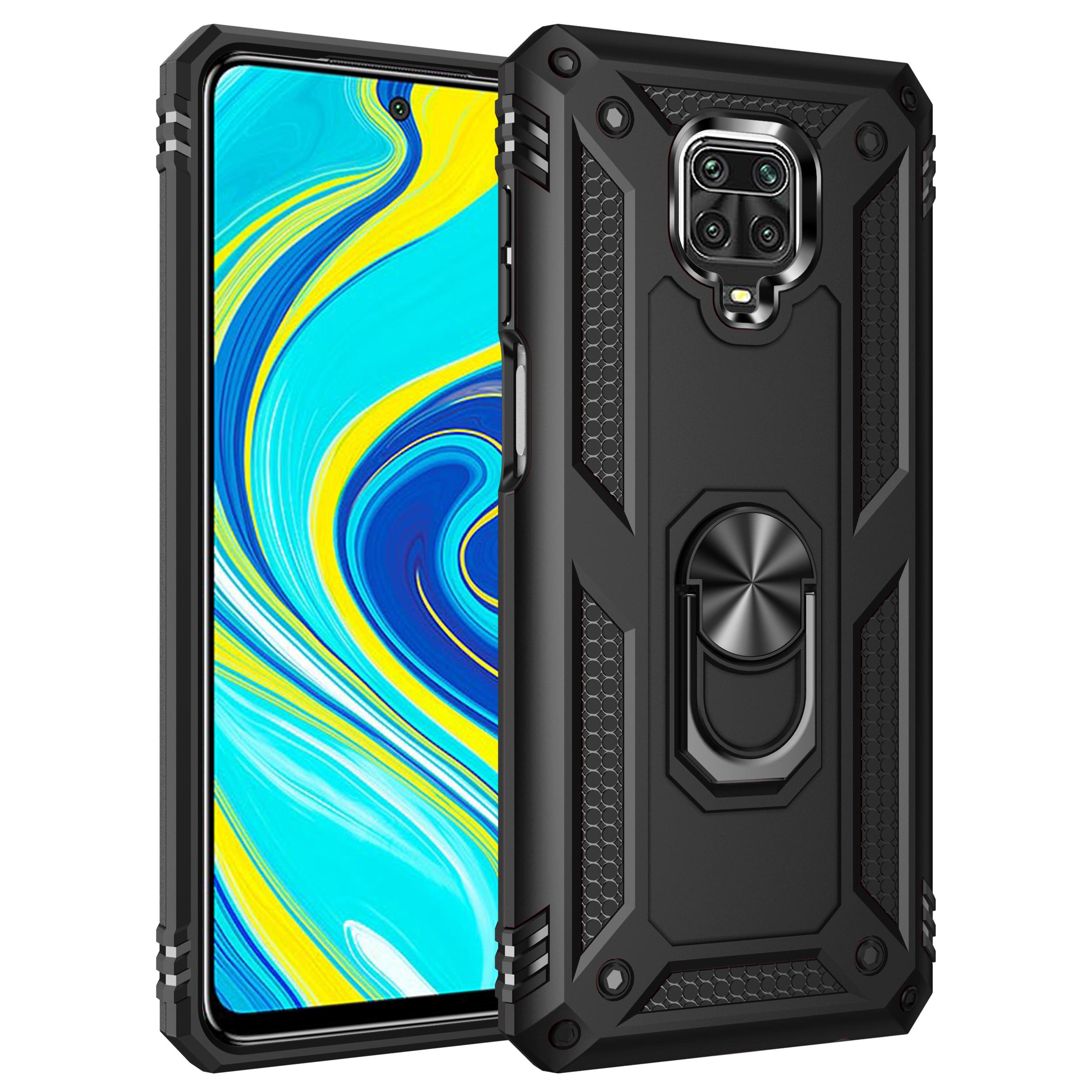 

JSFS Захисний чохол-броня для Xiaomi Redmi Note 9 10 11 11T X3 NFC 9c 9s 8 GT Pro Max Poco X3 NFC F3 M3 9A 9T З кільцем Магнітний металевий чохол Redmi Note 9s чорний
