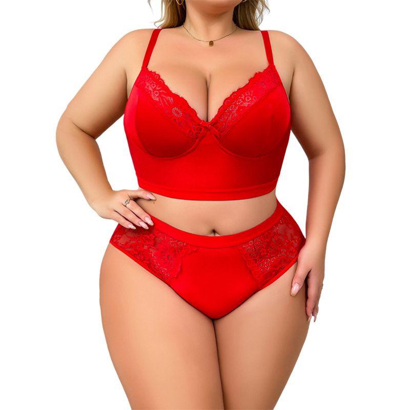 

Женский комплект нижнего белья большого размера, кружевной бюстгальтер и трусики 4XL