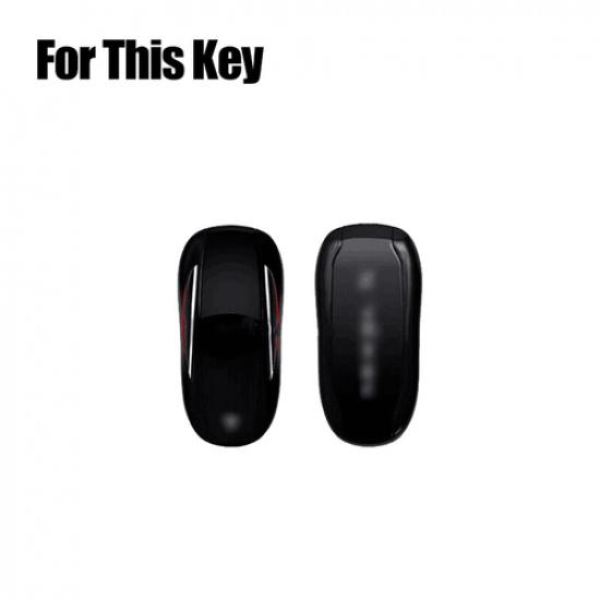 Genuine Leather Car Key Fob Case Cover Bag Keychain For Tesla Model X 2016-2020