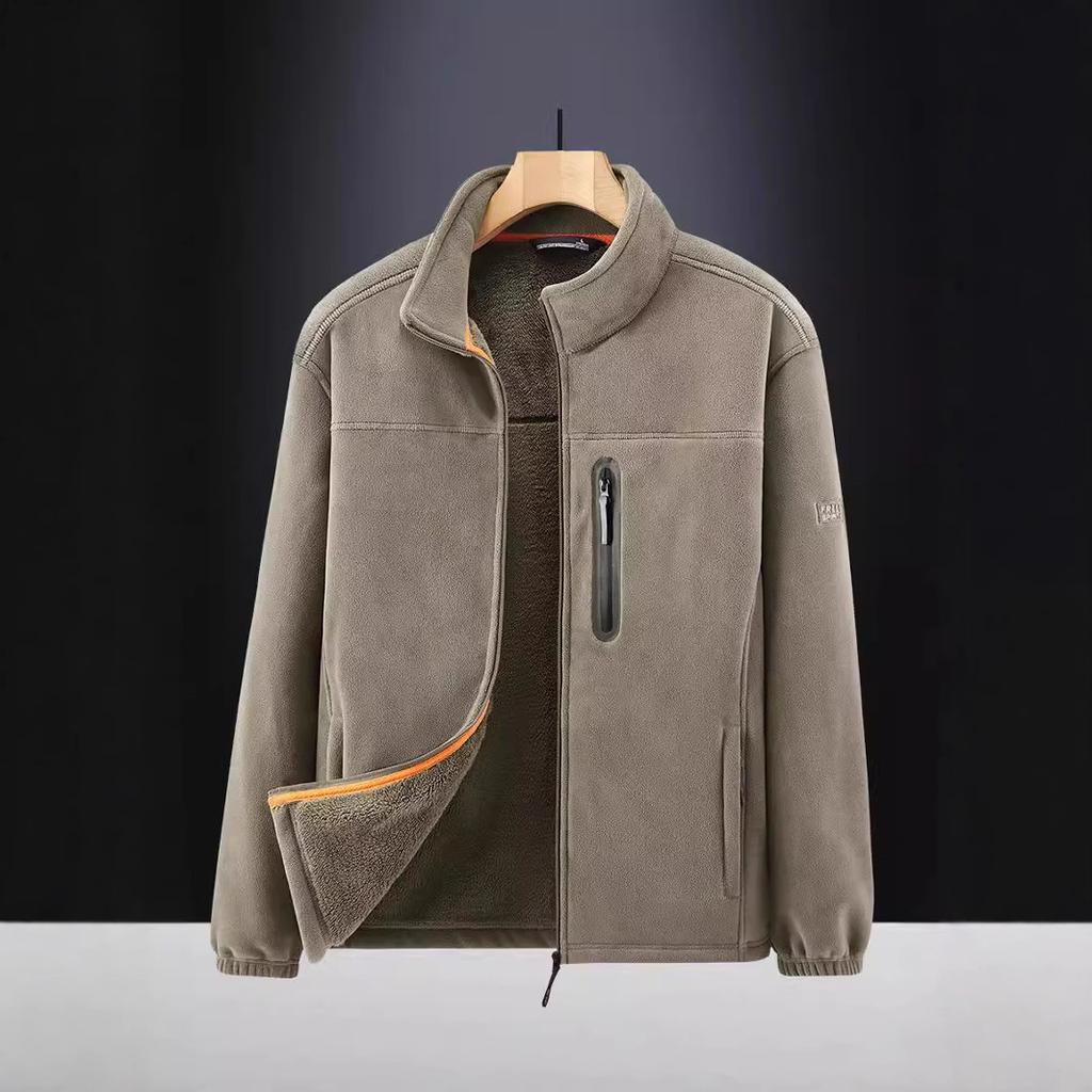 New Autumn and Winter Men's Outdoor Fleece Thickened Autumn and Winter Fleece Jacket Casual Stand-up Collar
