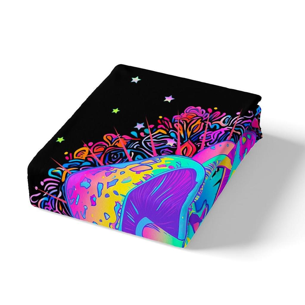 Colored Mushroom Three-Piece Quilt Cover 3D Digital Printing Bedding Set Mandala Bed Cover