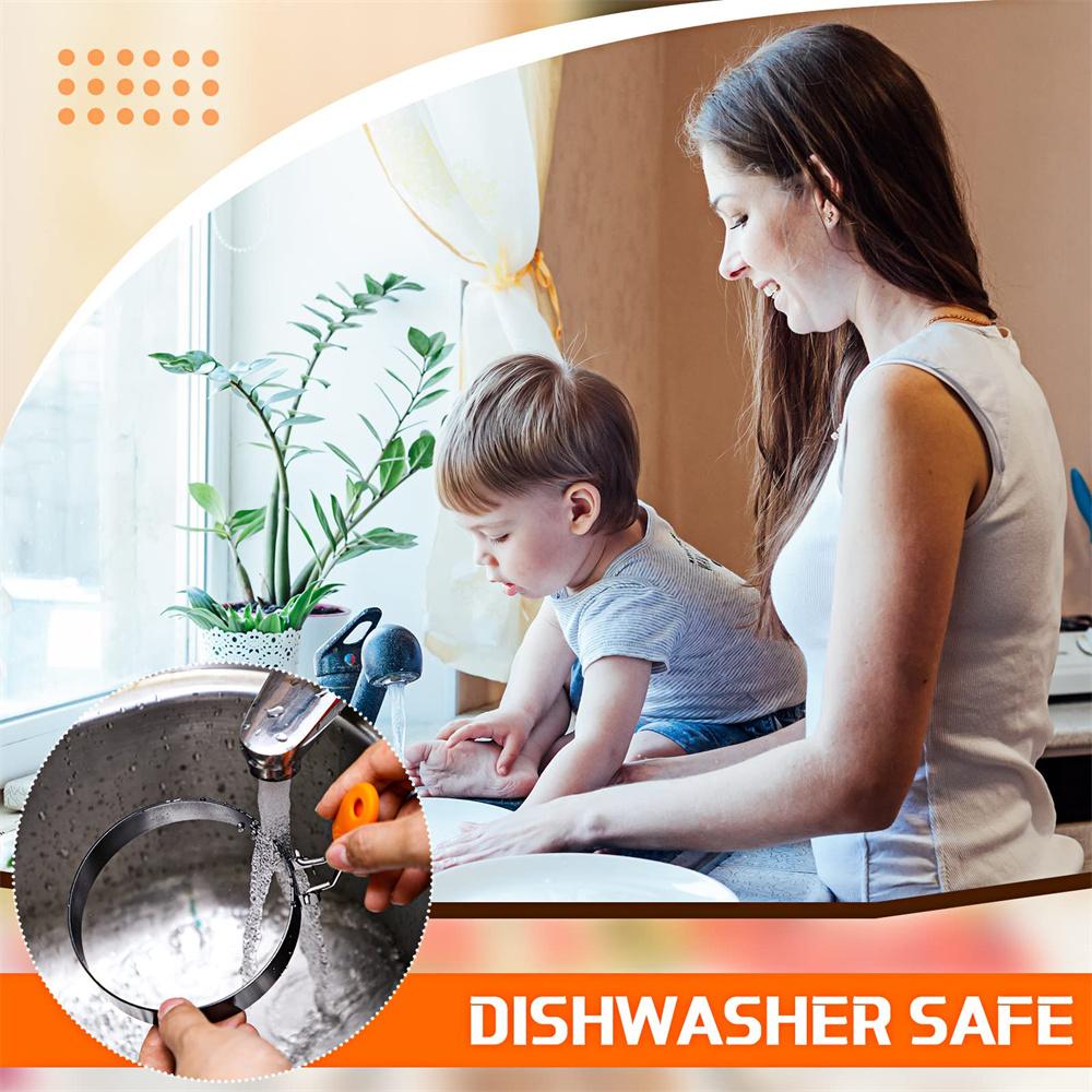 2/4pcs Per Set 6 Inch Professional Pancake Ring Stainless Steel Fried Egg Ring Griddle Shapers for Breakfast Omelette Sandwich