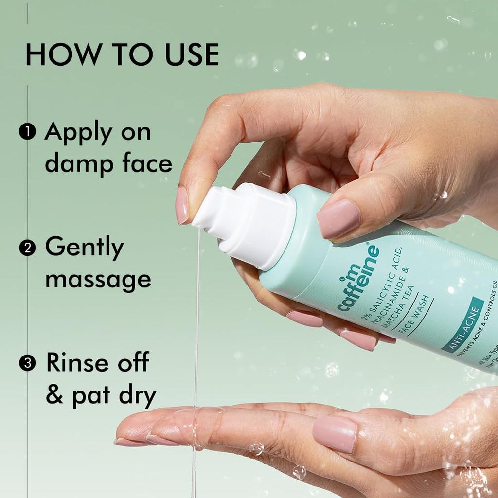 mCaffeine 2% Salicylic Acid Niacinamide Matcha Tea Face Wash 100 ml Pack of 1 For Acne Prone Skin