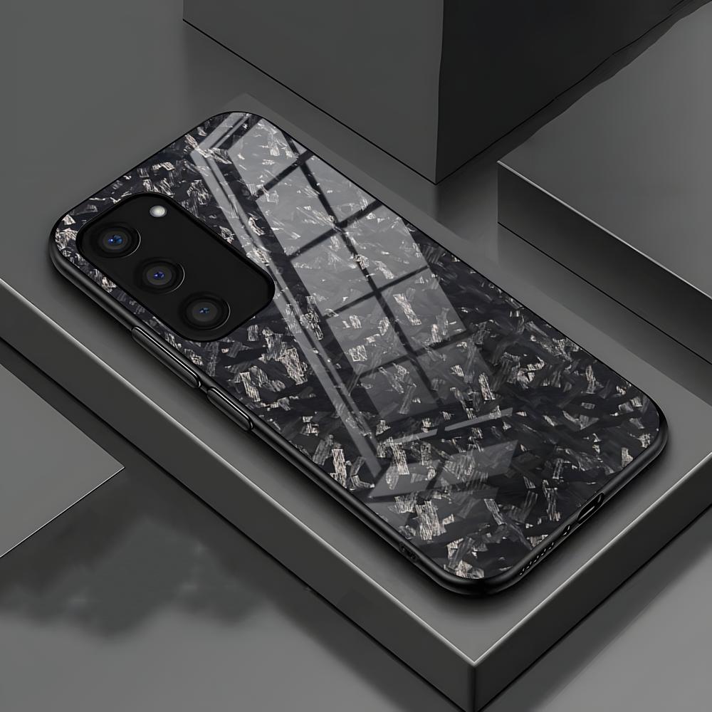 Forged Carbon Fundas Phone Case For Samsung S26 S25 S24 FE S23 S22 S21 Plus S20 Ultra Note20Ultra Black Glass Cover