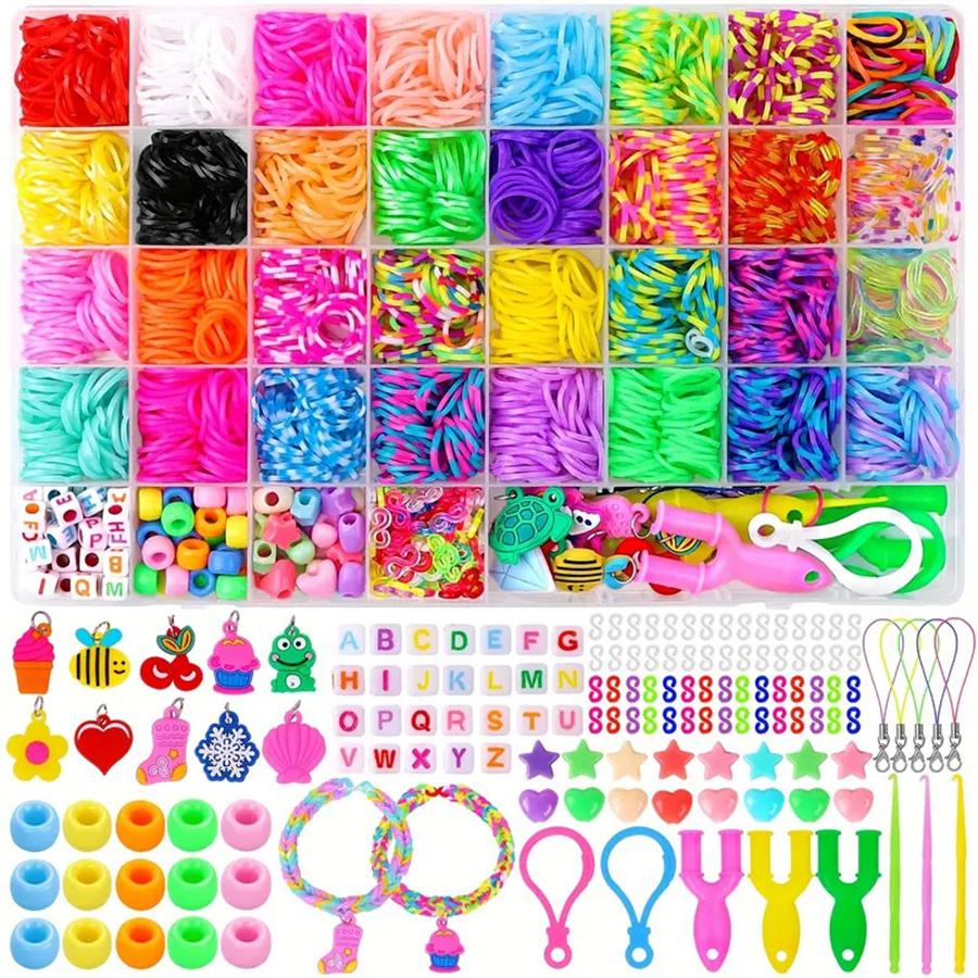 2500PCS+/Box Rubber Bands Bracelet Making Kit - Creative Jewelry Set Ideal Gift for Little Crafters Vibrant DIY Bands for Colorf MULTI