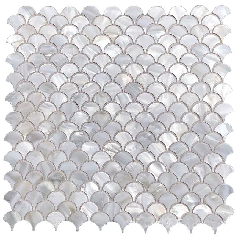 1pc Fish Scale Fan-Shaped Shell Mosaic Wall Sticker Kitchen Bathroom Living Room Porch TV Background Wall Tile Self-Adhesive
