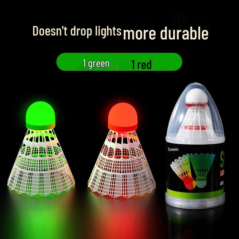 Luminous Windproof Nylon Badminton Shuttlecock with Fluorescent Light Strip for Outdoor Night Training