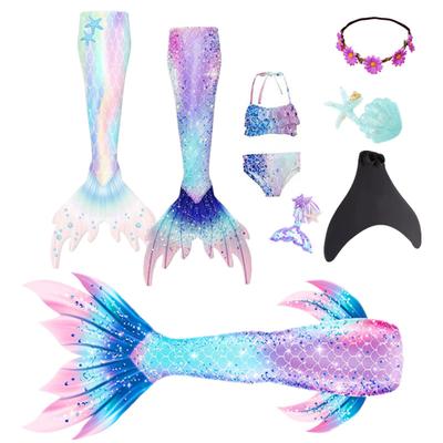 Mädchen Schwimm Meerjungfrauenflosse Meerjungfrauen Kostüm Kleid Cosplay Kinder Weihnachten Geburtstag Geschenk Fantasie Badeanzug Kann Monoflosse Flosse Hinzufügen