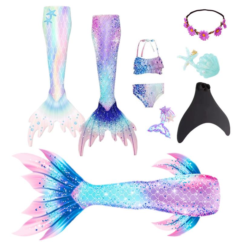 Girls Swimming Mermaid Tail Mermaid Costume Dress Cosplay Children Christmas Birthday Gift Fantasy Swimsuit Can Add Monofin Fin