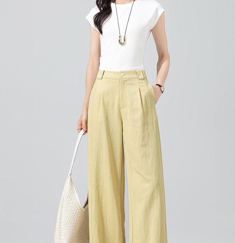 Wide-leg Pants Women's Summer Thin Old Money Style High Waist Straight Tube Drape Thin Women's Casual Trousers Dark Blue Trousers
