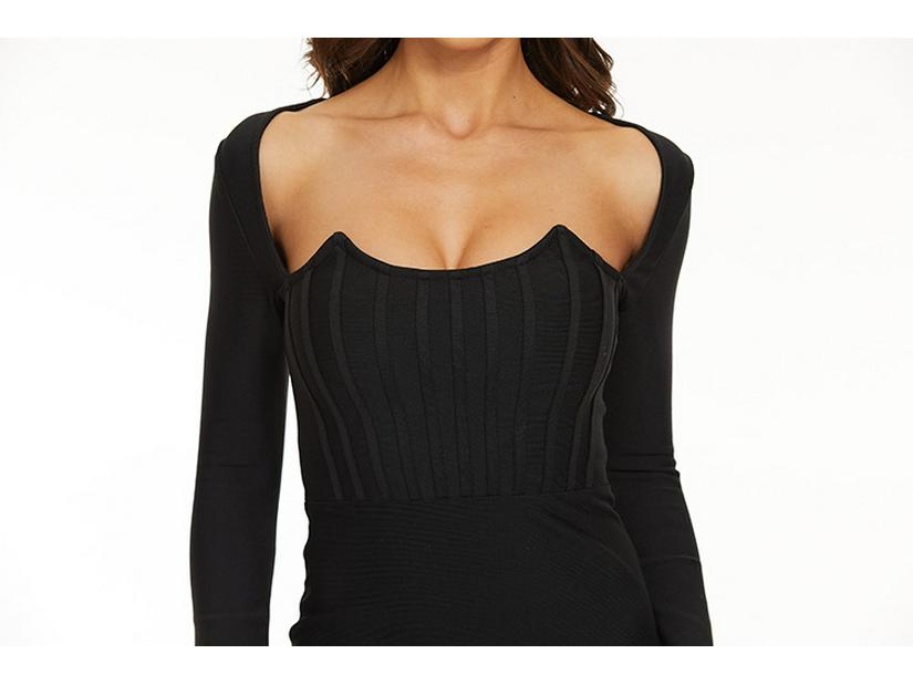 Strapless Bandage Cutout Black Bodycon Evening Dress for Women, 2025 Collection