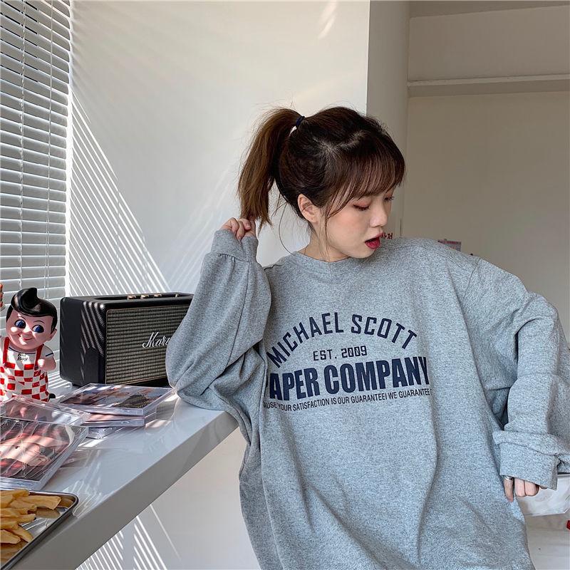 Women Long Sleeve O Neck Loose Pullovers Female Tops Solid Color Sweatshirts