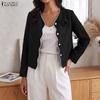 ZANZEA Women Casual V-Neck Long Sleeve Thin Cardigan Blouse