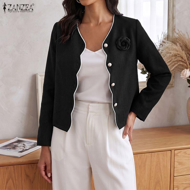 ZANZEA Women Casual V-Neck Long Sleeve Thin Cardigan Blouse