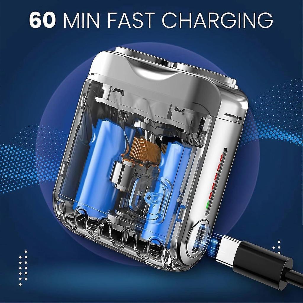 2026 Latest Model  2026 New R-12 Luggage Electric Shaver, Portable Rotary Dual Ring Electric Shaver, Fully Waterproof Fast Charging Long Ba