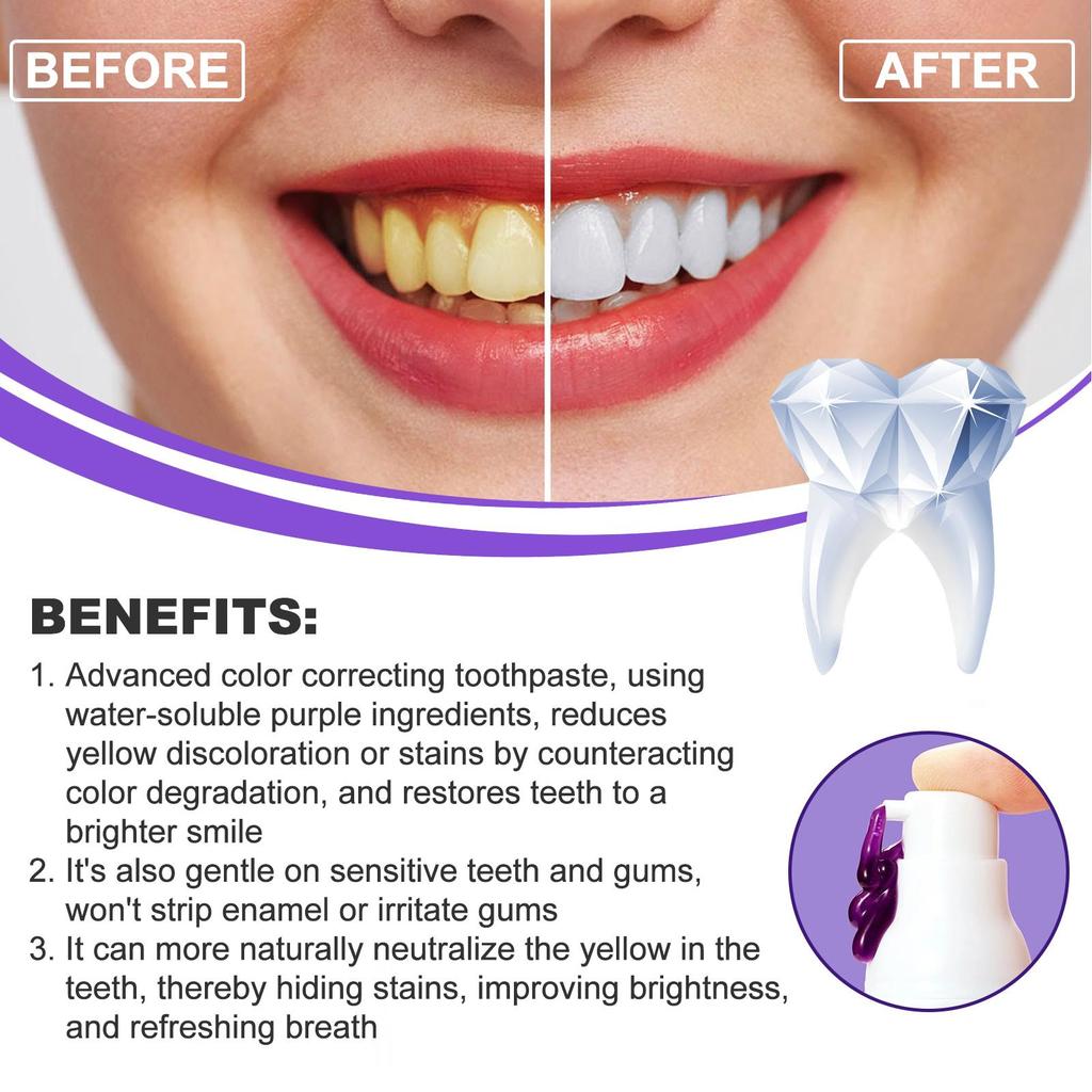 EELHOE V34 Purple Toothpaste Repair Teeth Oral Cleaning Breath Fresh Dazzling White Toothpaste