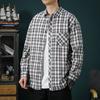 New Men's Long-sleeved Shirt Men's Gangster Handsome Senior Sense of Shirt Plaid Shirt Fashion Versatile Tops