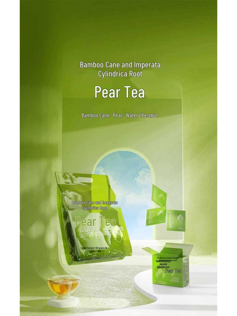 Bamboo Cane & Imperata Pear Tea: Children's Cooling Tea with Sugarcane Sweet Water & Water Chestnut - Fruit Flower Health Drink.