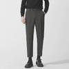 Men’s Casual Woolen Nine-Point Trousers - Autumn Business Loose Fit, Solid Color, Trendy Design.