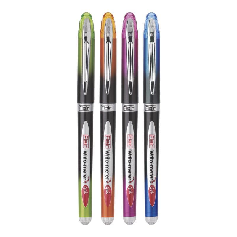 

Flair Writometer Gel Pens Blue Ink Pack of 1 X 4PCS Stainless Steel Tip Smooth Writing for School Office Home