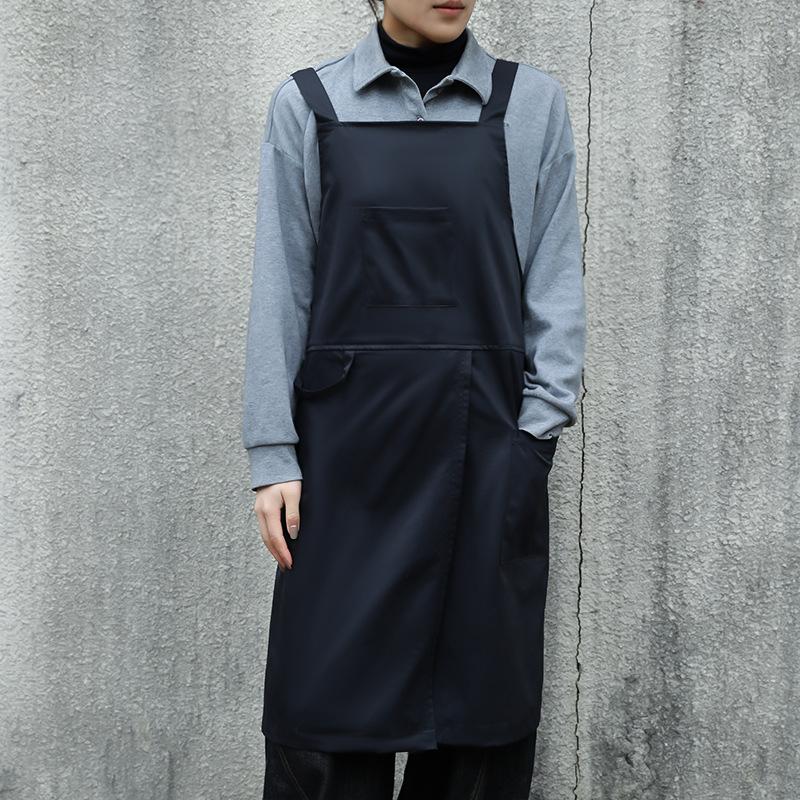 Oil-proof Waiter Work Apron with Pocket for Cafe Salon Nails Shop Anti-dirty Cross-back Women's Kitchen Apron for Cooking Baking