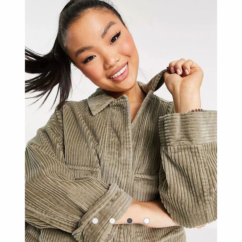 

Повседневный стиль Весенняя женская одежда Чистый хлопок Свободный вельветовый короткий плащ Olive green 18