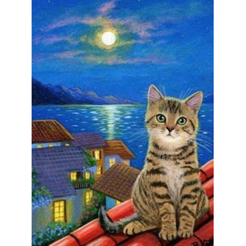 DIY Cat 5D Diamond Painting Full Round Drill Animal Diamond Embroidery Cross Stitch Mosaic Kits Resin Wall Art Home Decor