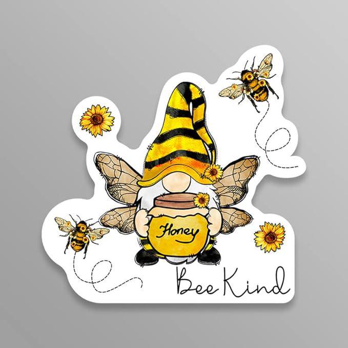 

Виниловая наклейка «Гном Будь добр» в виде банки меда для автомобиля или ноутбука чёрный/жёлтый