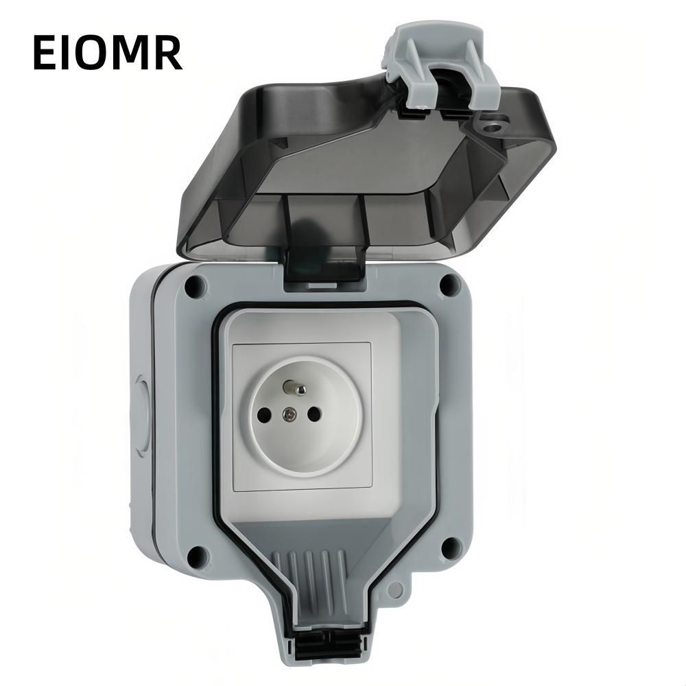 EIOMR Waterproof Socket Box, IP66 Rated Water EU French UK Universal Standard Power Plug Perfect for Outdoor, Bathroom, Kitchen