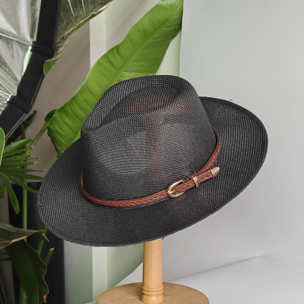 New Fashion Panama Straw Hat British Top Hat Men's and Women's Foldable Sun Shading Beach Hat Sun Protection Hat