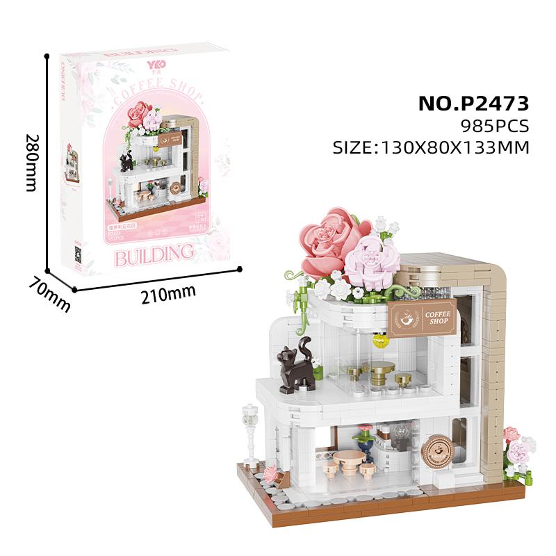 Miniature Street View Flowers House Building Blocks Mini Bricks Educational Toys DIY Ornaments Gifts Set