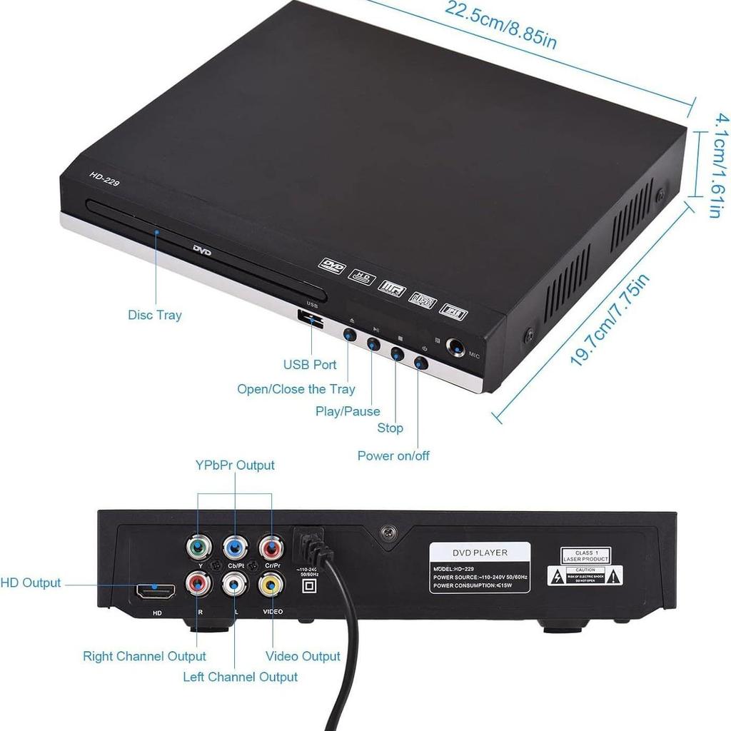 High-Definition Household DVD/EVD Player with VCD and Mini CD Support for Kids