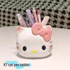 KT Cat Cute Cartoon Pen Holder & Makeup Brush Storage Box: Girlish Desktop Ornament and Stationery Organizer.