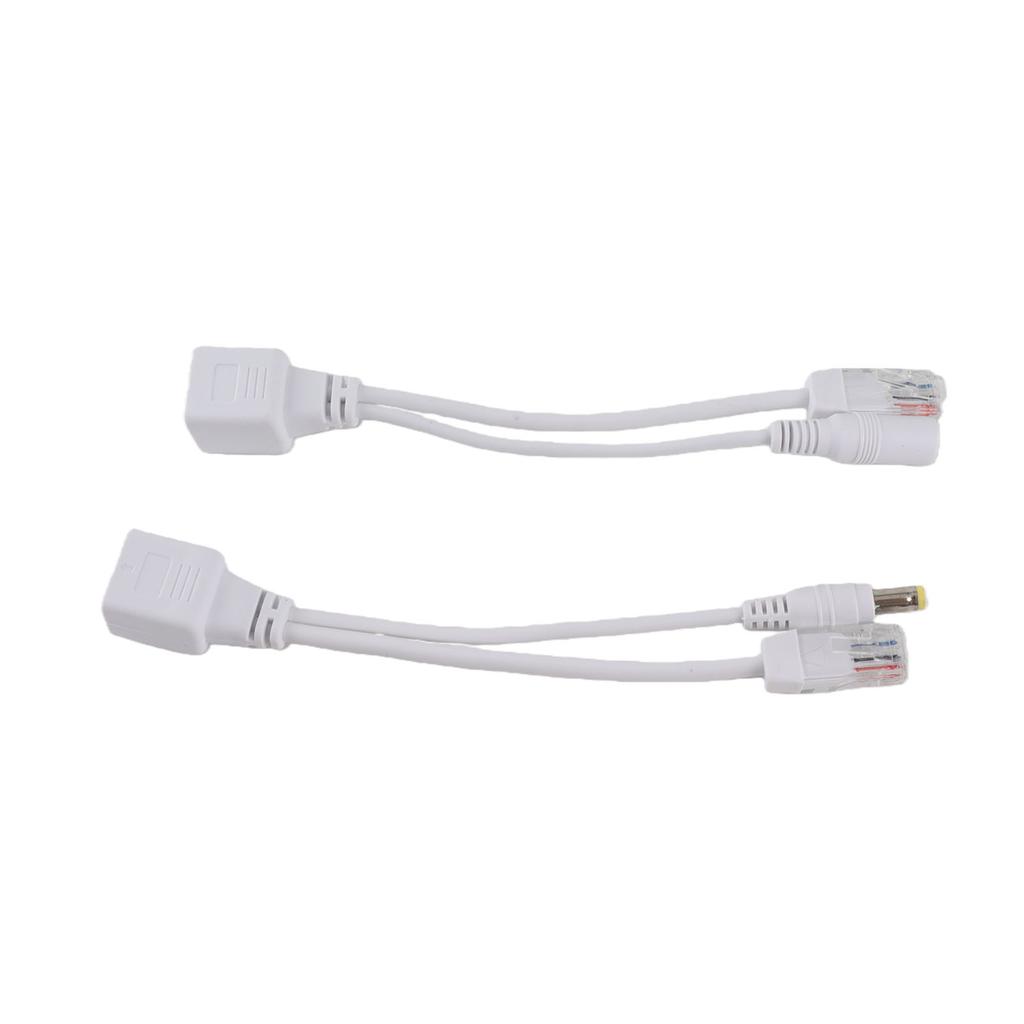 1Pair Passive PoE Injector and Splitter Kit 12V PoE Injector and Splitter for Wireless Network Device Accessory White