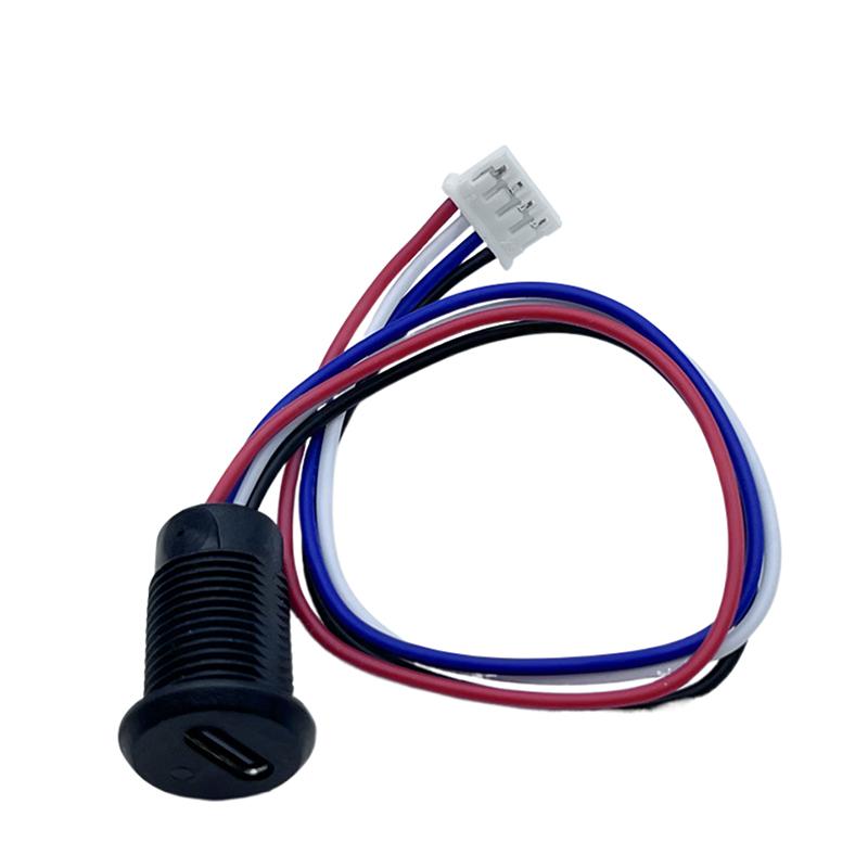 

New TYPE-C 4P High Current Charging Socket With Wire Light USB TYPE-C Female Type C Waterproof Female Connector