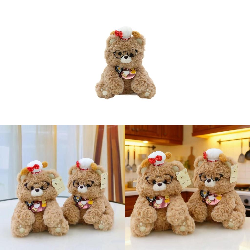 Bear Teddy Chef Costume Soft Plush Doll With Dressup For Children Entertainment