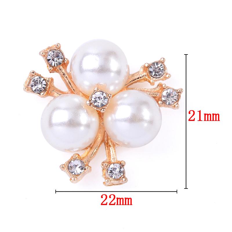 10Pcs Sparkling Flower-Shaped Crystal Pearl Button Pearl Hairpins Headwear Clip Rhinestone Buttons
