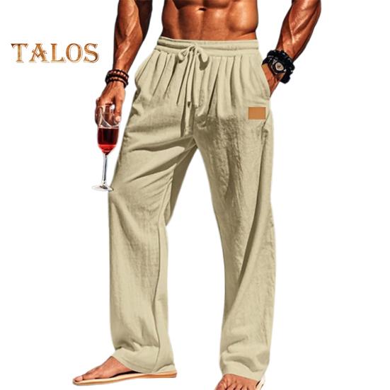 

Мужские повседневные брюки свободного кроя, однотонные брюки с завязками на талии для фитнеса, бега, активного отдыха M хаки