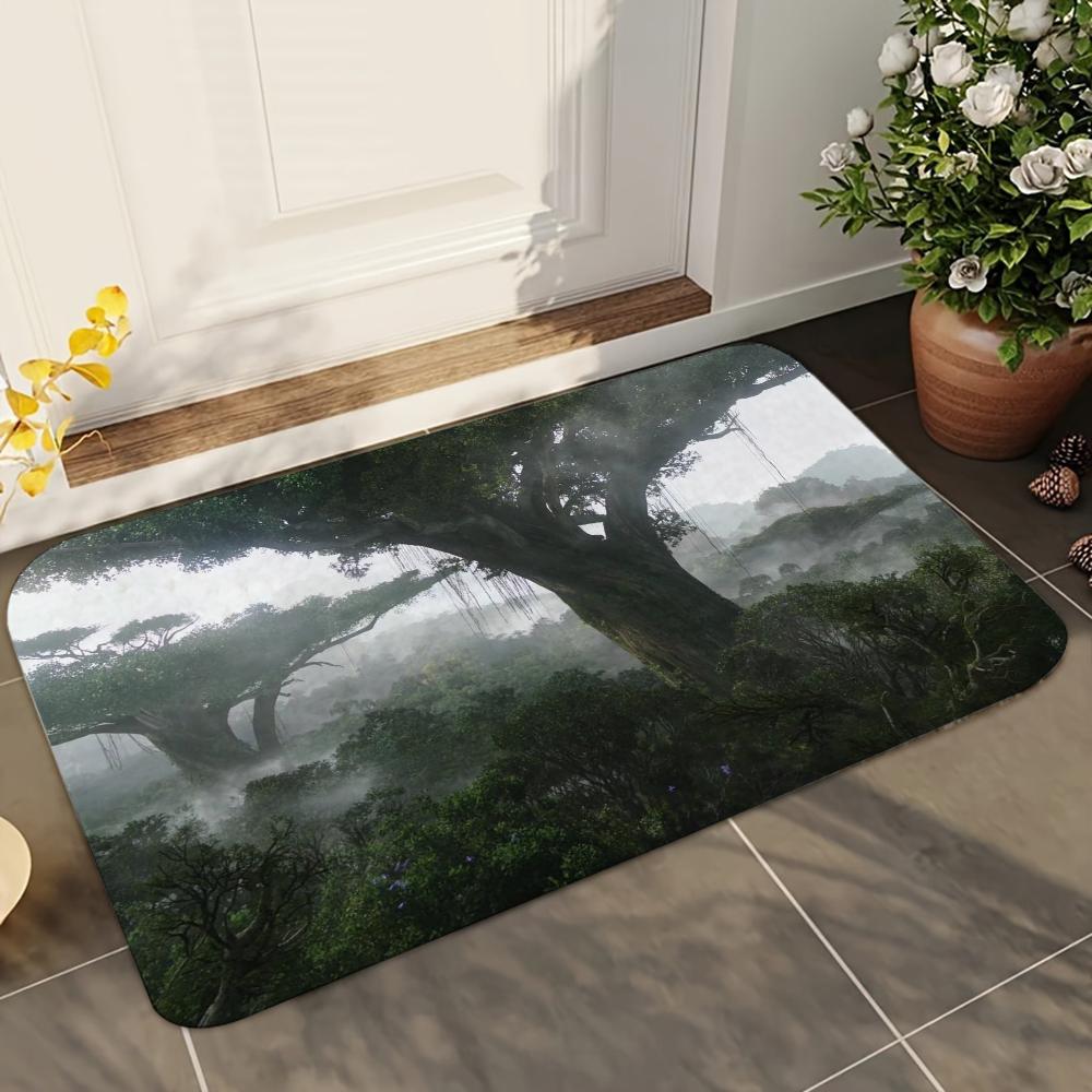 1pc Forest Tree Jungle Animal Landscape Absorbent Mats Anti-Slip Mats Home Decor Supplies Carpets Home Kitchen Floor Mats