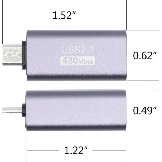 USB 2.0 B Type Connector Adapter, Micro USB Male To USB B (MIDI) Female Power and Data Extension Adapter, Aluminum Alloy Housing, for Electronic