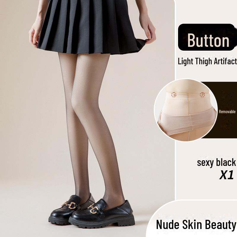 Women's Black Silk Double-Layer Plus Velvet Pantyhose for Autumn/Winter