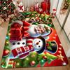 Striped Bauble Christmas Area Rug White Snow Edge Carpet Red Soft Floor Mat Modern Kitchen Dining Room Cabinets Ground Cover