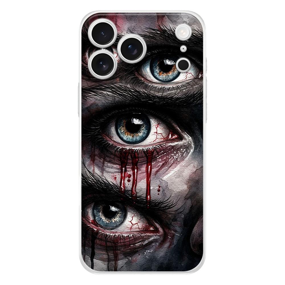 Soft Phone Case For iPhone 17 Air 16E 16 11 15 14 Pro MAX 12 13 7 8 Plus SE Easter Cover Protection Scary Devil Eye Pattern