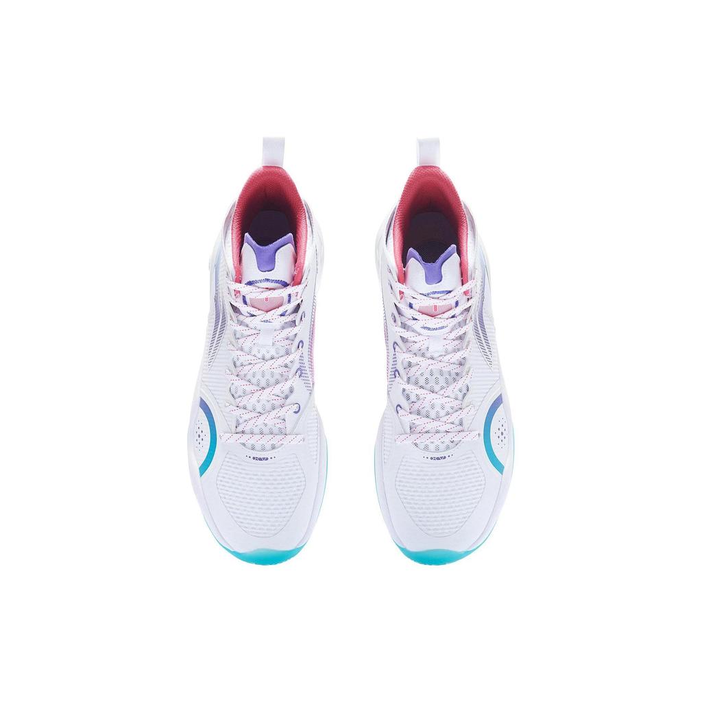 Li Ning YuShuai 15 Comfortable Cushioning Slip Resistant Abrasion Resistant High top Basketball Shoes Men's White Blue ABAR043-51