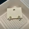 Korean Zircon Flower Stud Earrings: Versatile, Minimalist, High-End Luxury for Women