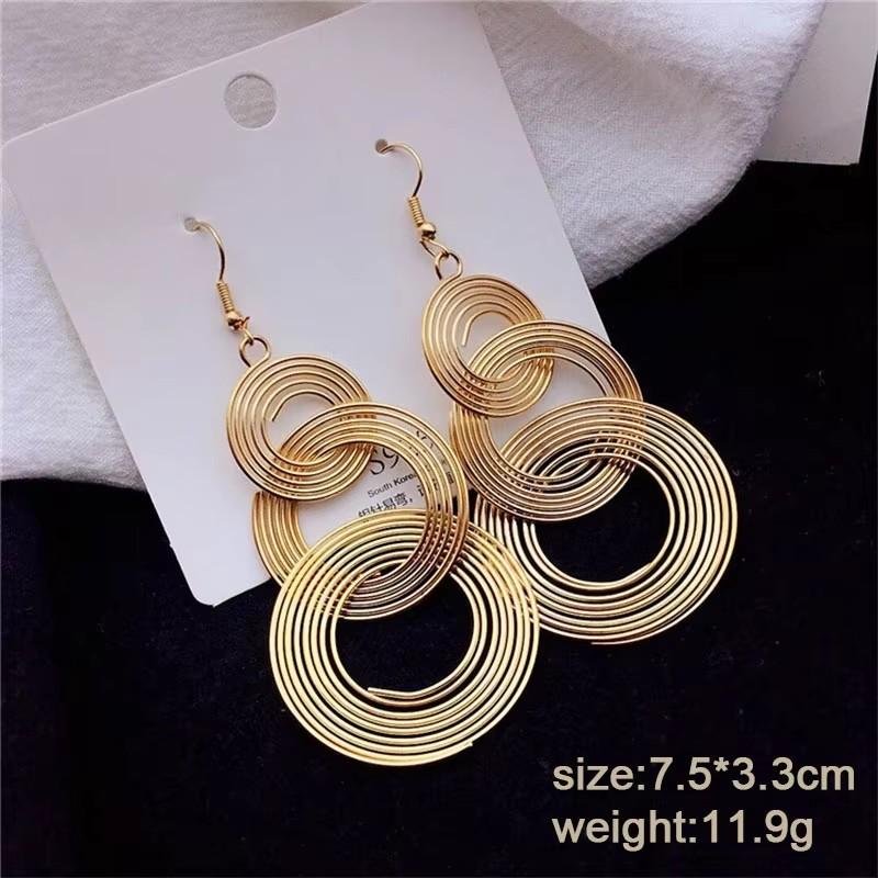 Exaggerated Punk Drop Earrings for Women Big Circle Personality Female Ear Jewelry Gold Metal Earrings boucle