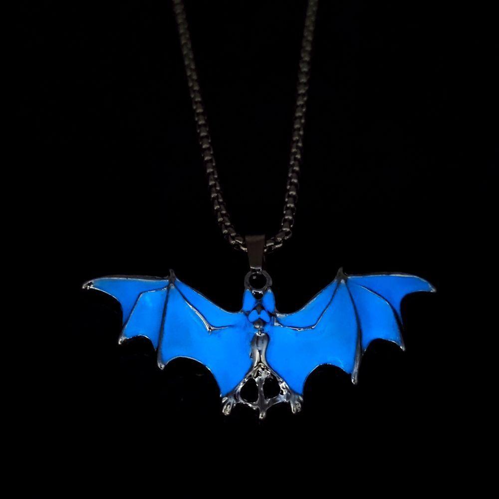 Bat Halloween Necklace Punk Style Hip Hop Neck Chains Unique Luminous Pendant Necklace  Gifts